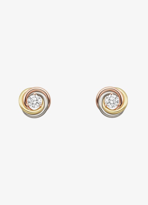 Cartier Trinity oorknopjes van 18 karaat rosé-, wit- en geelgoud met 1 diamant CRB8301459