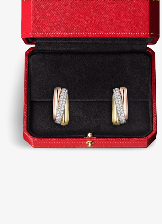 Cartier Trinity oorringen van 18 karaat rosé-, wit-, en geelgoud met 0.49 ct diamant CRB8301535 - detail 3 goud