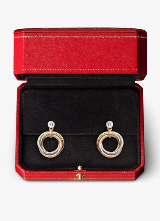 Cartier Trinity oorstekers van 18 karaat rosé-, wit-, en geelgoud met 1 diamant CRB8301462 - detail 4 multicolor