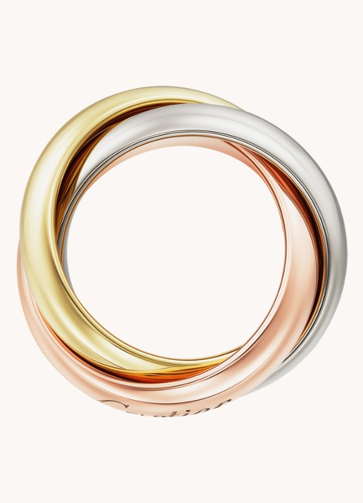 Cartier Trinity ring, extra-large model van 18 karaat geel- rosé - en witgoud CRB42398 - detail 2 goud