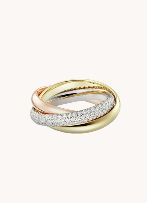 Cartier Trinity ring medium van 18 karaat rosé-, wit-, en geelgoud met diamant CRB4236000 - detail 2 multicolor