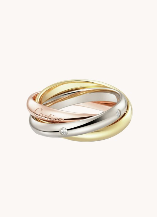 Cartier Trinity ring medium van 18 karaat rosé-, wit-, en geelgoud met diamant CRB4236400   - detail 2 multicolor