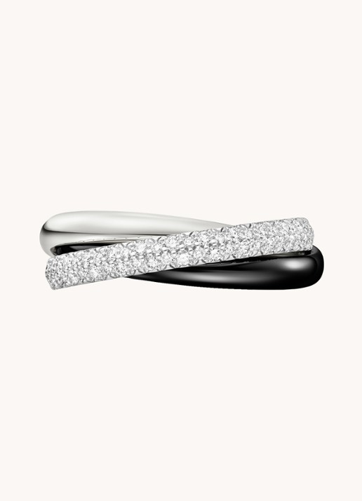 Cartier Trinity ring small van 18 karaat witgoud met diamant CRB4235400 - detail witgoud