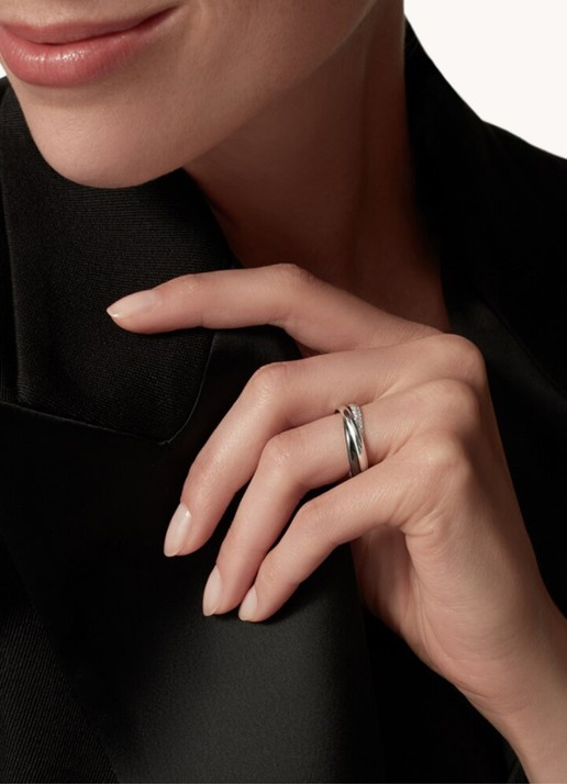 Cartier Trinity ring small van 18 karaat witgoud met diamant CRB4235400 - voorkant 7 witgoud