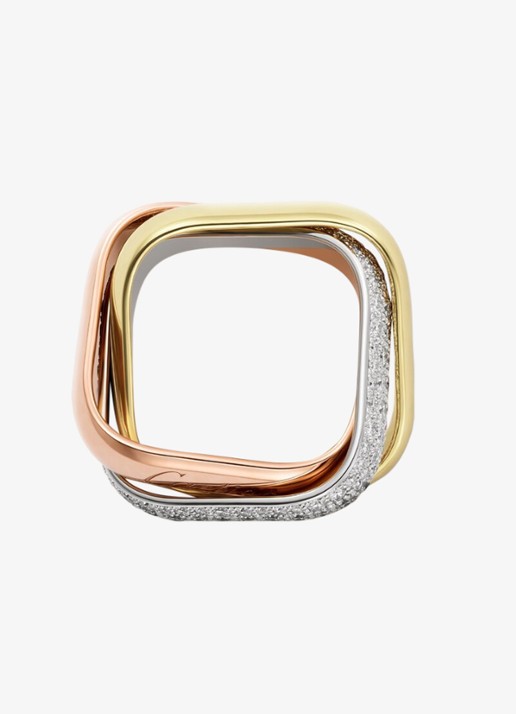 Cartier Trinity ring van 18 karaat rosé-, wit-, en geelgoud en 145 diamanten CRB42420 - detail multicolor