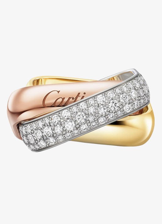Cartier Trinity ring van 18 karaat rosé-, wit-, en geelgoud en 145 diamanten CRB42420 - detail 3 multicolor