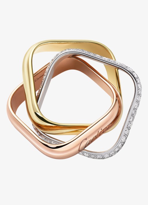 Cartier Trinity ring van 18 karaat rosé-, wit-, en geelgoud en 145 diamanten CRB42420 - detail 4 multicolor