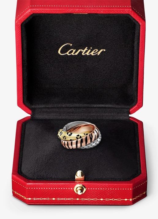 Cartier Trinity ring van 18 karaat rosé-, wit-, en geelgoud met lakwerk en 0.18 ct diamant CRB42417 - detail 4 multicolor