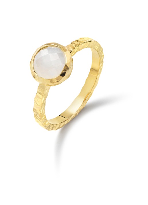 Casa Jewelry Amalfi Maansteen ring verguld - voorkant 2 goud