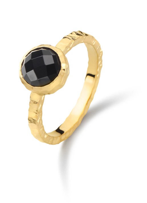 Casa Jewelry Amalfi Onyx ring verguld - voorkant 2 goud