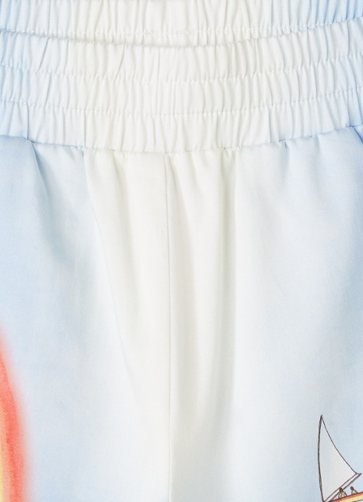 Casablanca Aloha loose fit korte broek met print - detail 3 lichtblauw