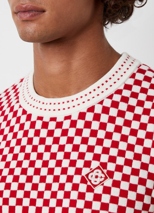 Casablanca Check T-shirt met ruitdessin - detail 2 rood