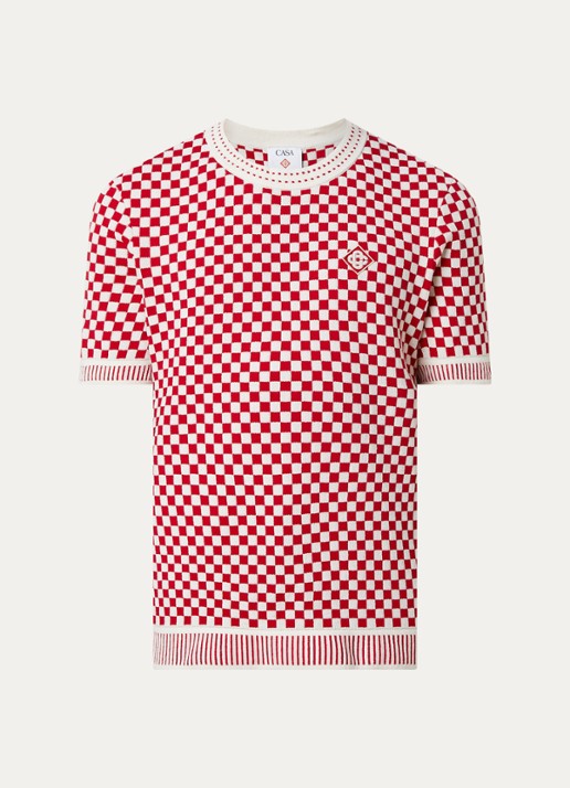 Casablanca Check T-shirt met ruitdessin - voorkant 3 rood