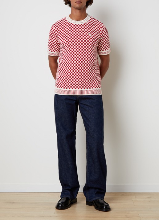 Casablanca Check T-shirt met ruitdessin - voorkant 4 rood