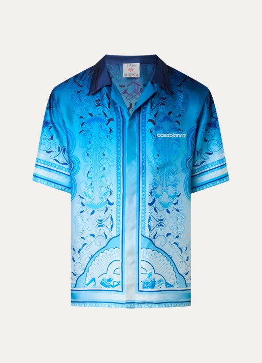 Casablanca Egyptian regular fit overhemd met print - voorkant 4 blauw