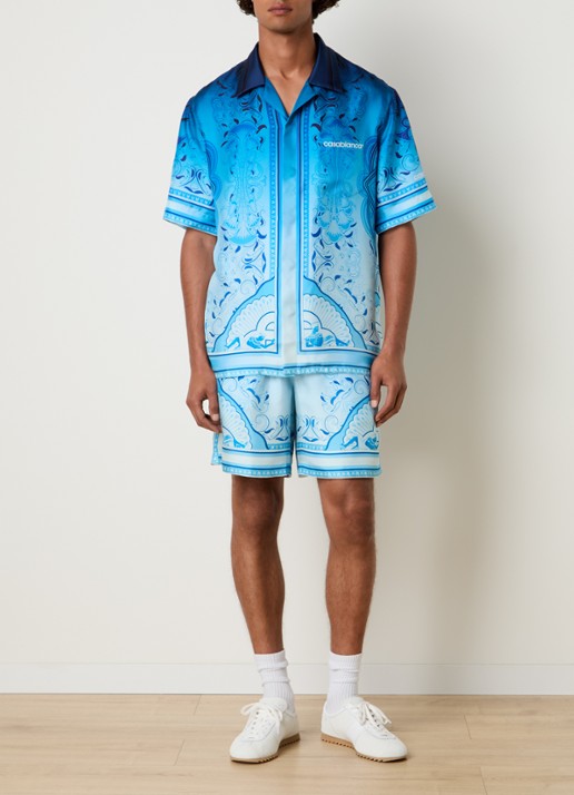 Casablanca Egyptian regular fit overhemd met print - voorkant 5 blauw