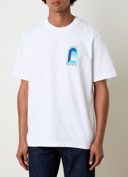 Casablanca Gradient T-shirt met logo- en backprint - achterkant wit