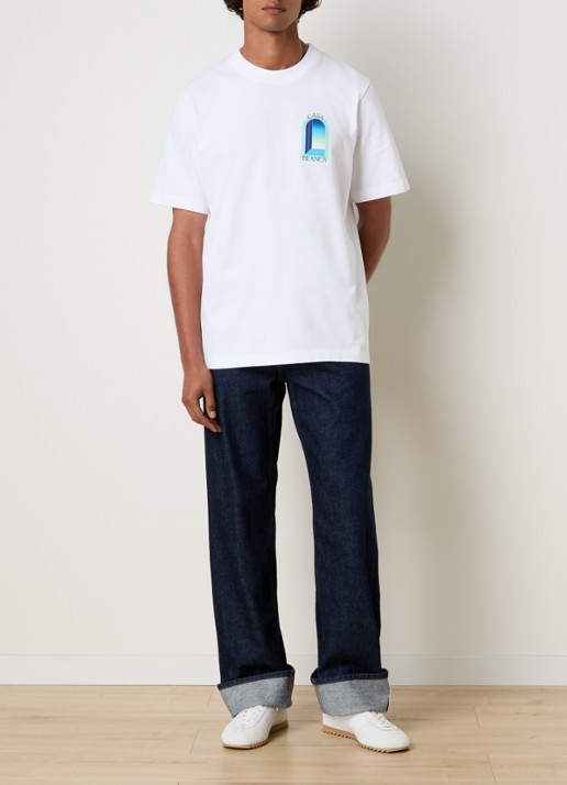 Casablanca Gradient T-shirt met logo- en backprint - voorkant 5 wit