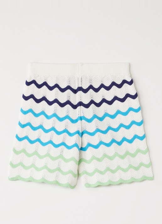 Casablanca Grofgebreide loose fit korte broek  - voorkant 2 wit
