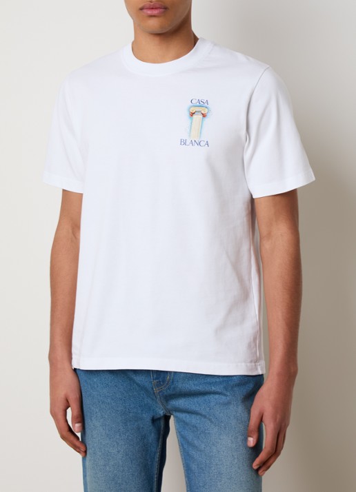 Casablanca La Colomne T-shirt van  katoen met front- en backprint - achterkant 5 wit