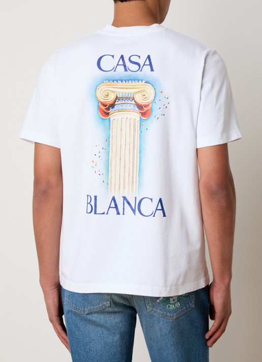Casablanca La Colomne T-shirt van  katoen met front- en backprint - detail wit