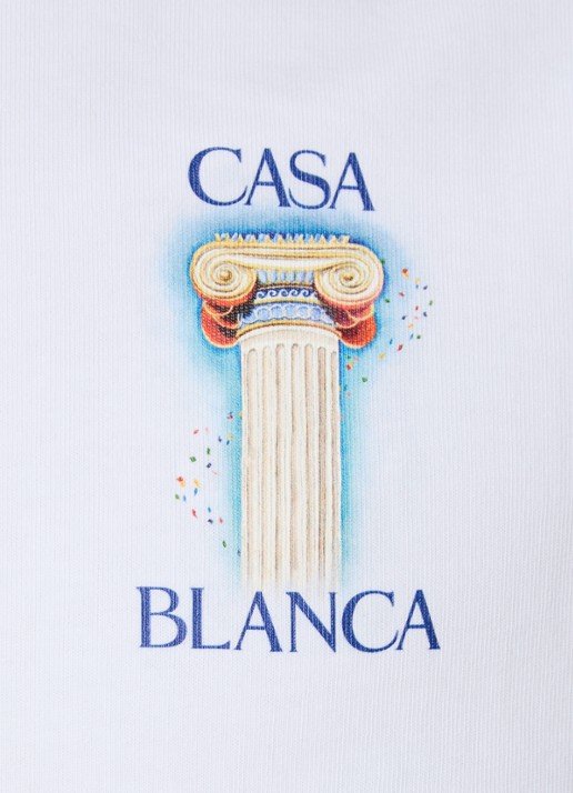 Casablanca La Colomne T-shirt van  katoen met front- en backprint - detail 2 wit