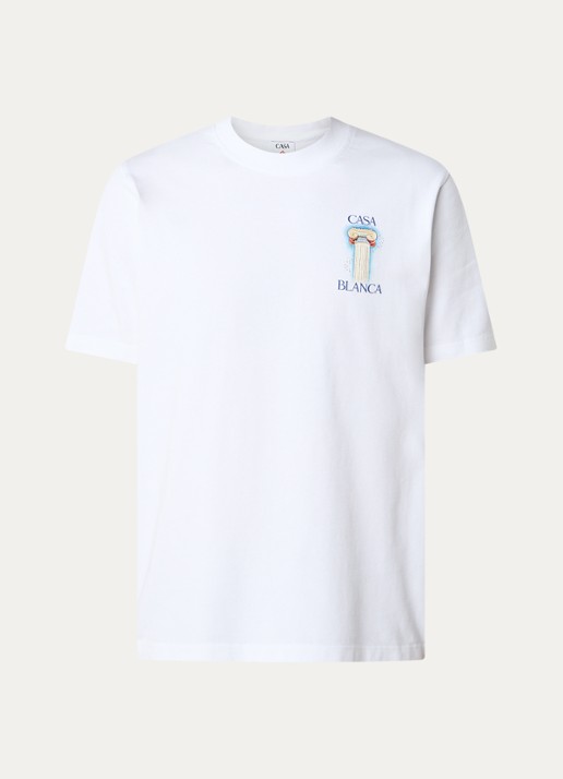 Casablanca La Colomne T-shirt van  katoen met front- en backprint - voorkant 3 wit
