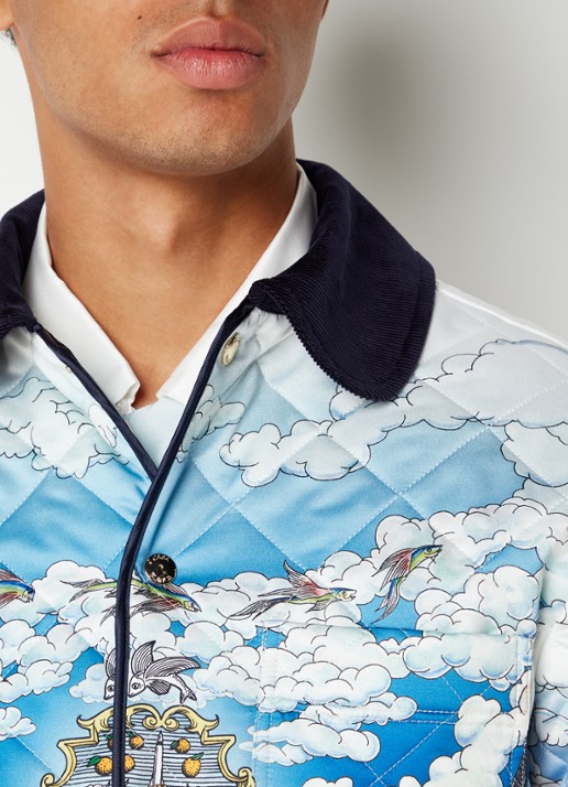 Casablanca Le Vol Ideal jack met print en quilt patroon - detail 3 lichtblauw