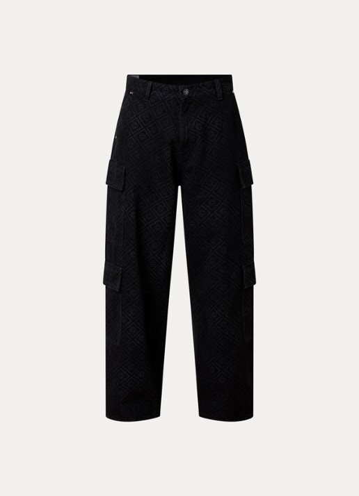 Casablanca Loose fit jeans met logoprint - voorkant 4 zwart