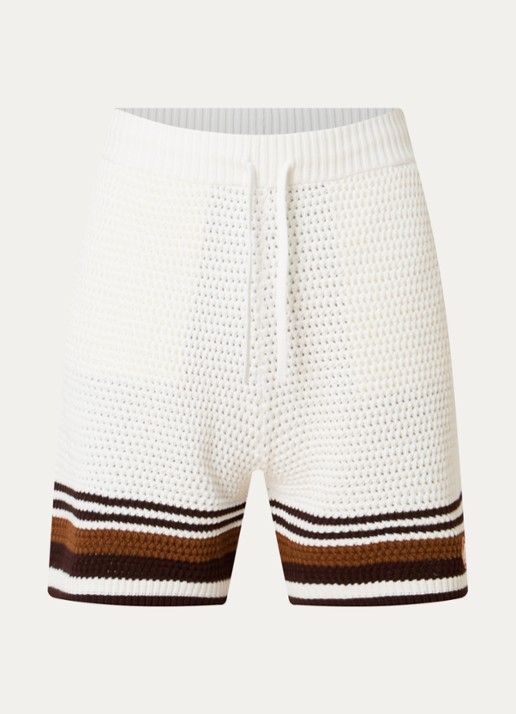 Casablanca Loose fit korte broek met opengewerkt dessin - voorkant multicolor
