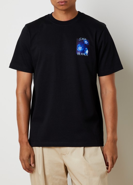 Casablanca Medusa T-shirt met logo- en backprint - achterkant 3 zwart