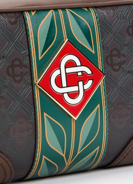 Casablanca Monogram schoudertas van canvas met logoprint  - detail 3 donkerbruin