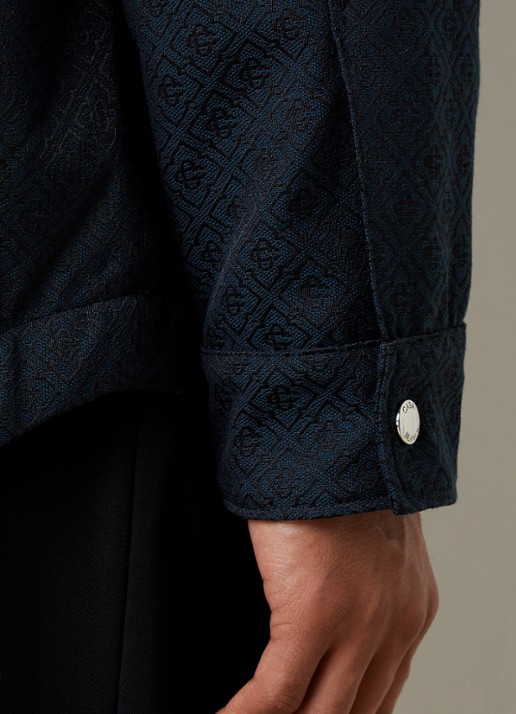 Casablanca Overshirt met ingebreid logo en borstzak - detail 4 donkerblauw