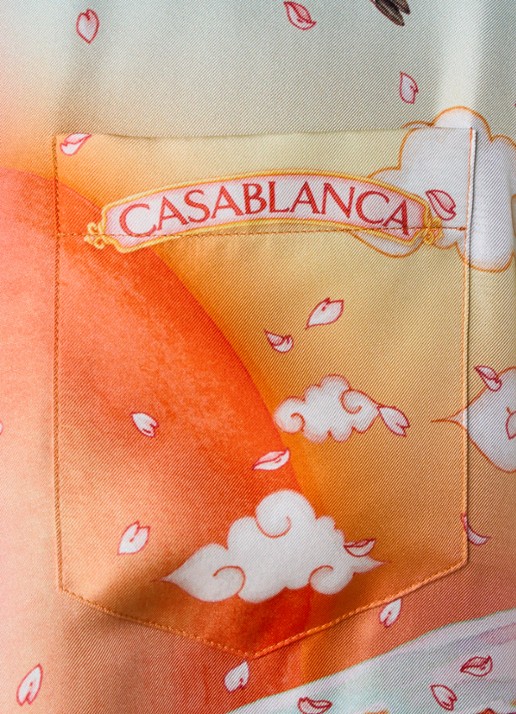Casablanca Regular fit overhemd van zijde met print - detail 5 blauw