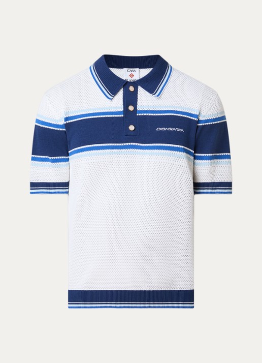 Casablanca Regular fit polo met opengewerkt dessin en logo