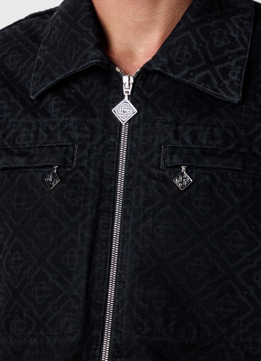 Casablanca Spijkerjas met logoprint - detail 2 zwart