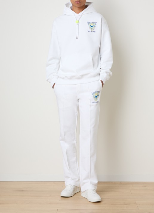Casablanca Straight fit joggingbroek met trekkoord en steekzakken - voorkant 2 wit