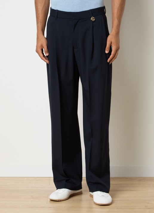 Casablanca Straight fit pantalon van wol met steekzakken - detail donkerblauw