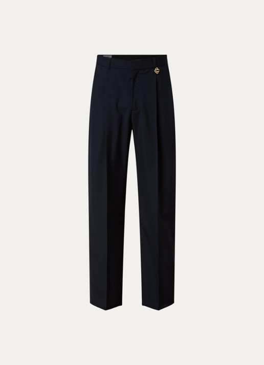 Casablanca Straight fit pantalon van wol met steekzakken - voorkant 4 donkerblauw