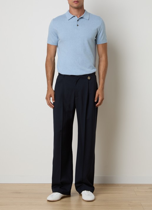 Casablanca Straight fit pantalon van wol met steekzakken - voorkant 5 donkerblauw
