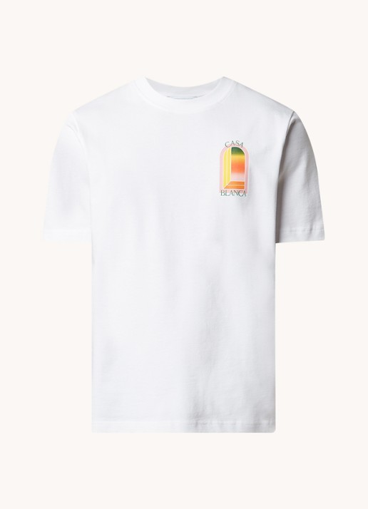 Casablanca T-shirt met logo- en backprint - voorkant wit
