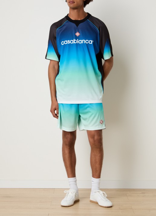 Casablanca T-shirt met print - voorkant 2 blauw