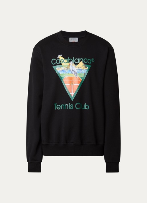 Casablanca Tennis Club sweater met logoprint - voorkant 4 zwart