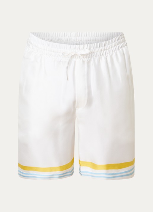 Casablanca Tennis loose fit korte broek van zijde - voorkant 4 wit