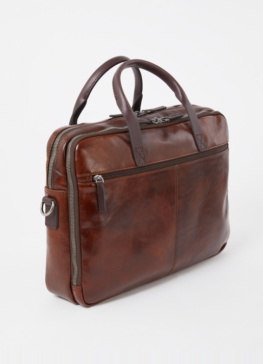 Castelijn & Beerens Businesstas van leer met 15,6 inch laptopvak - achterkant kastanjebruin