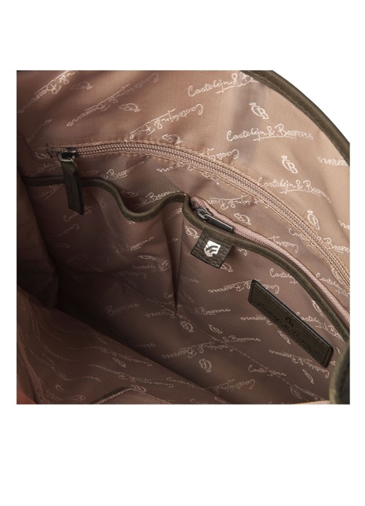 Castelijn & Beerens Carisma rugzak van leer met 15,6 inch laptopvak - unisex - detail 4 legergroen