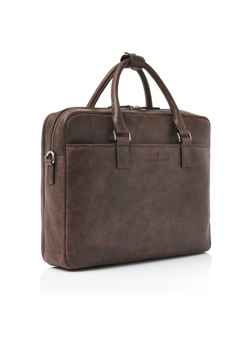 Castelijn & Beerens Laptoptas van leer met 15,6 inch laptopvak - voorkant 7 bruin