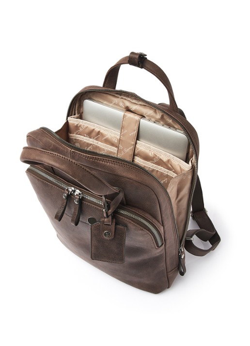 Castelijn & Beerens Laptoptas van leer met 15,6 inch laptopvak - detail 5 bruin