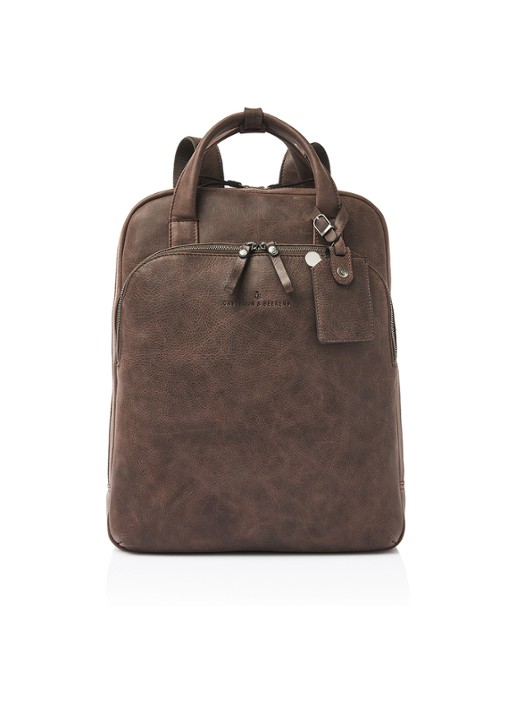Castelijn & Beerens Laptoptas van leer met 15,6 inch laptopvak - voorkant bruin