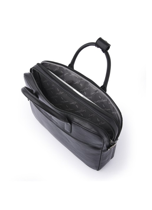 Castelijn & Beerens Laptoptas van leer met 15,6 inch laptopvak - detail 4 zwart